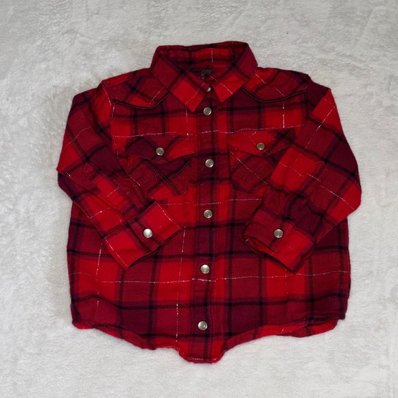 Wrangler Other - Wrangler Kids Red Plaid Button-Up Shirt Jacket - Classic Flannel Style